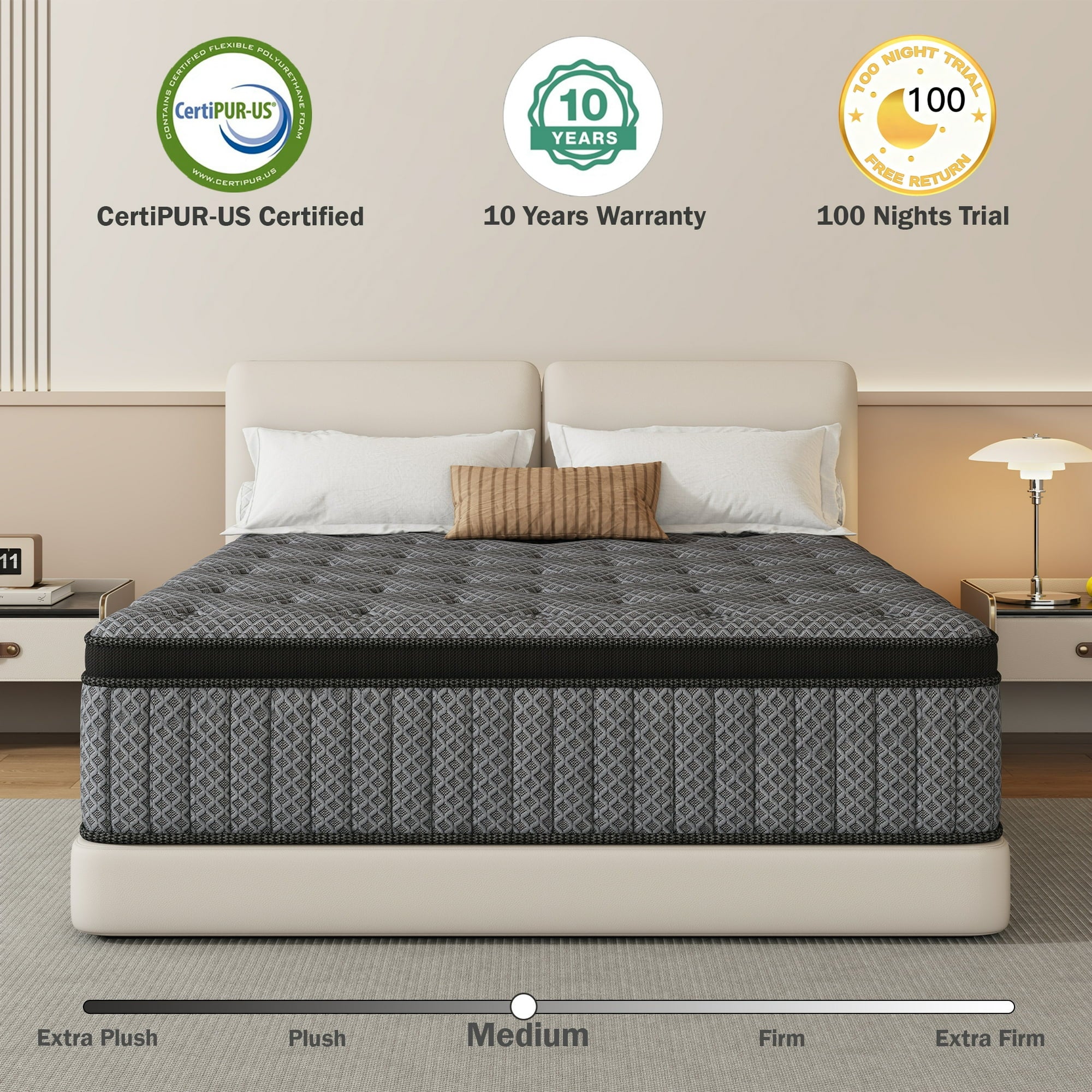 HIKOS 14 inch Twin Mattress in a Box, Cooling Gel Memory Foam Hybrid Mattress with Individually Wrapped Pocket Coils, Medium Firm Twin Size Mattress, Pressure Relief for Adult