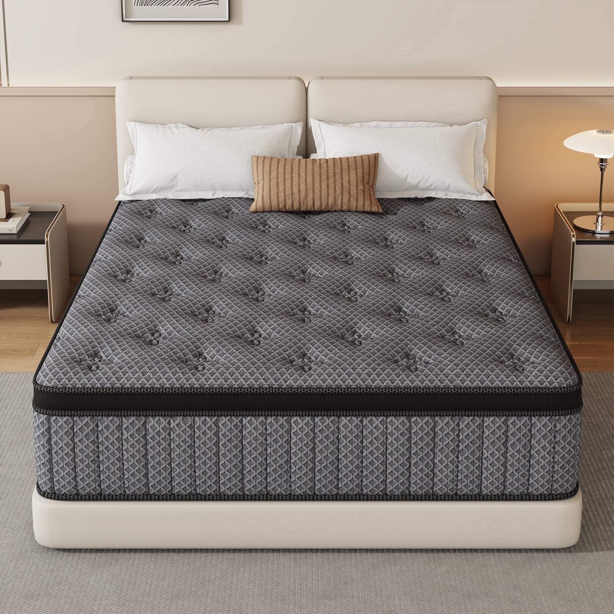 HIKOS 14 inch Twin Mattress in a Box, Cooling Gel Memory Foam Hybrid Mattress with Individually Wrapped Pocket Coils, Medium Firm Twin Size Mattress, Pressure Relief for Adult