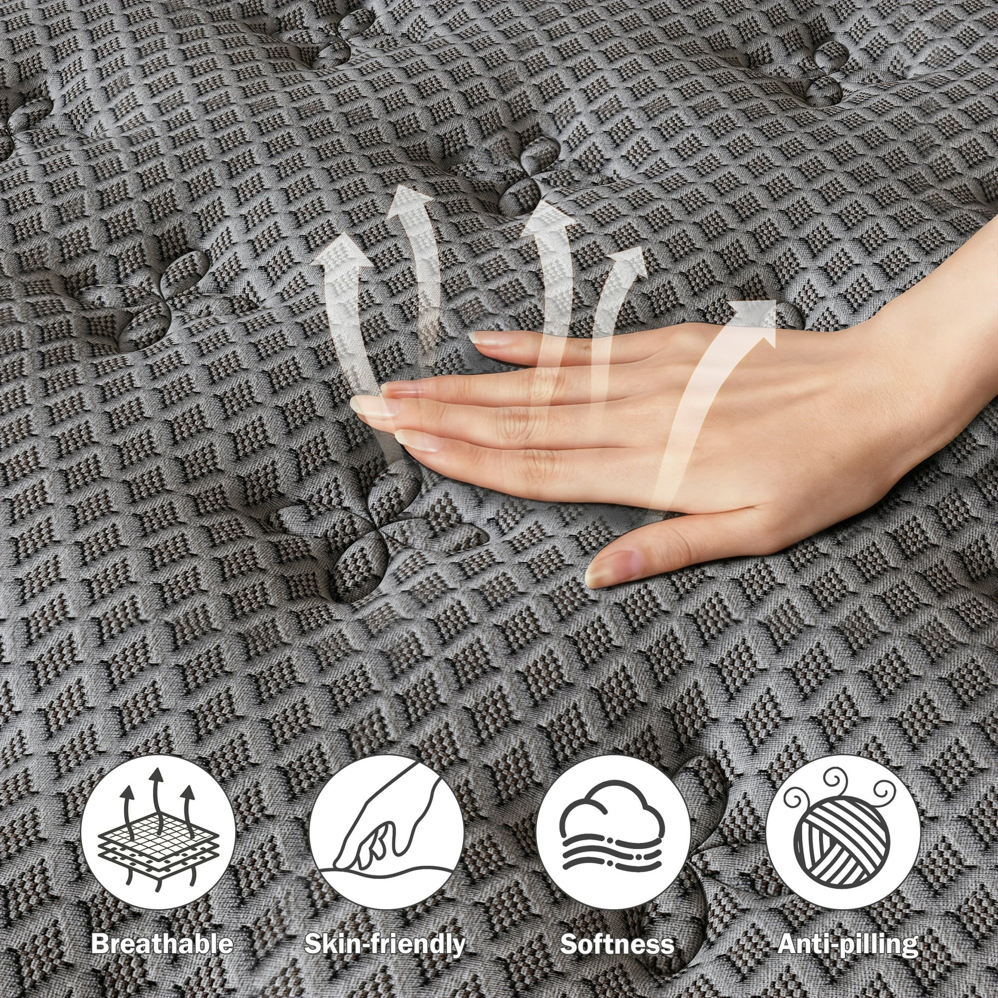 HIKOS 14 inch Twin Mattress in a Box, Cooling Gel Memory Foam Hybrid Mattress with Individually Wrapped Pocket Coils, Medium Firm Twin Size Mattress, Pressure Relief for Adult